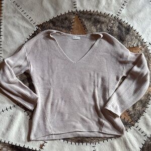 Gentle Fawn Tucker V-Neck Ribbed Sweater - Cream